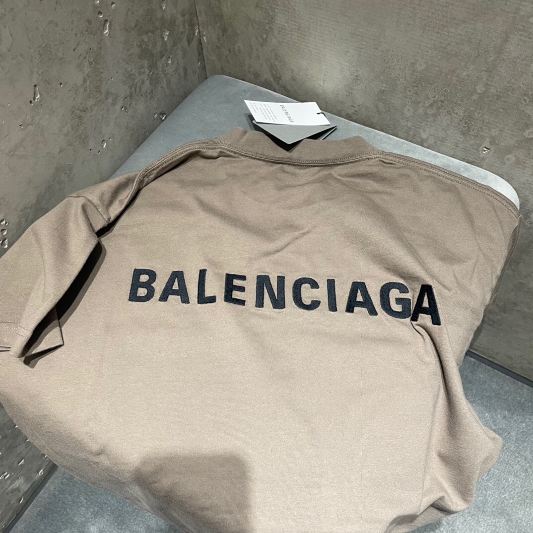 P219 Balenciaga Embroidered T-Shirt - Brown