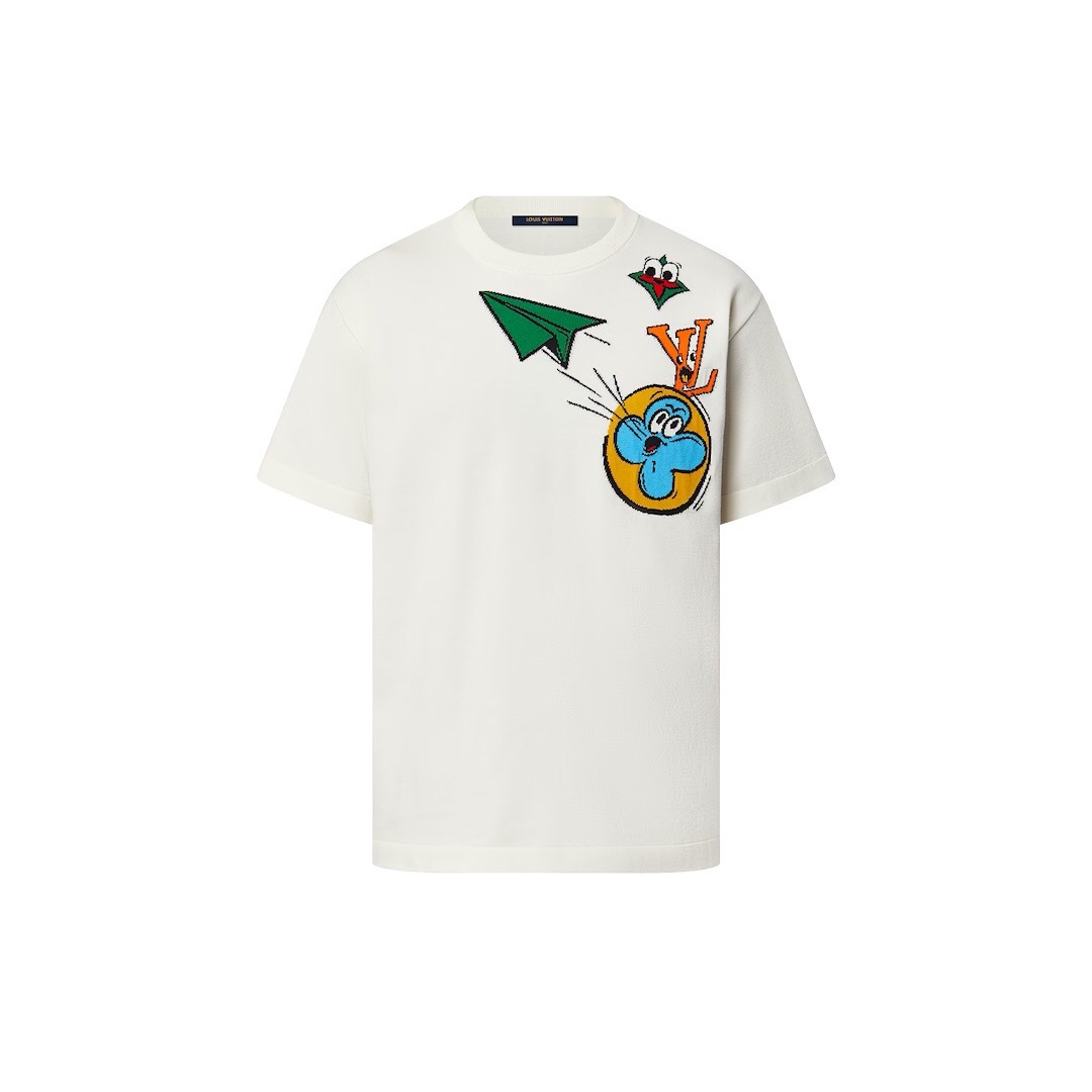 P359 Louis Vuitton Comic Knit Short-Sleeve Top