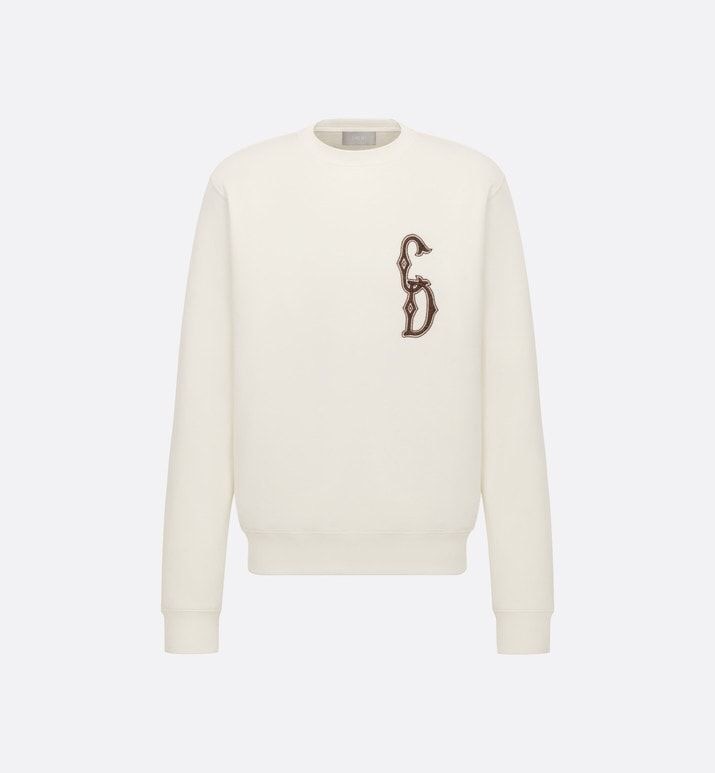 P339 Dior CD Metallic-Thread Embroidered Crewneck Sweatshirt - Off-White