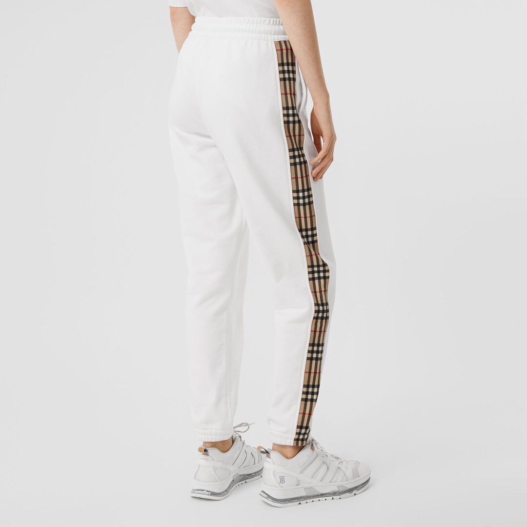 P359 Burberry Side-Check Trousers - White