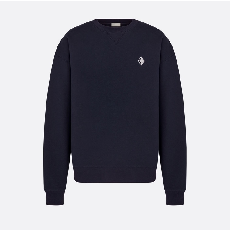 P359 Dior Round-Badge Crewneck Sweatshirt - Navy Blue
