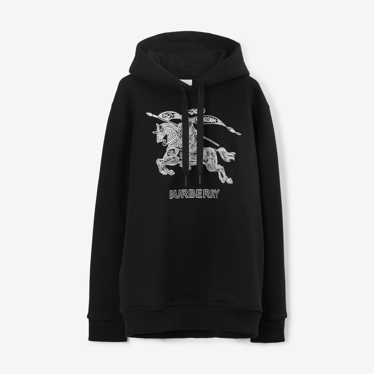 P458 Burberry Equestrian Knight-Embroidered Cotton Hoodie