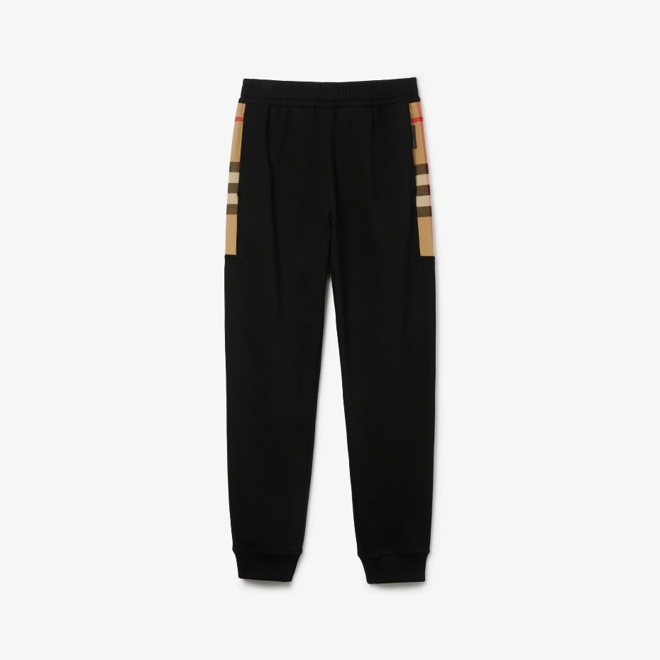 P359 Burberry Check-Trim Trousers - Black