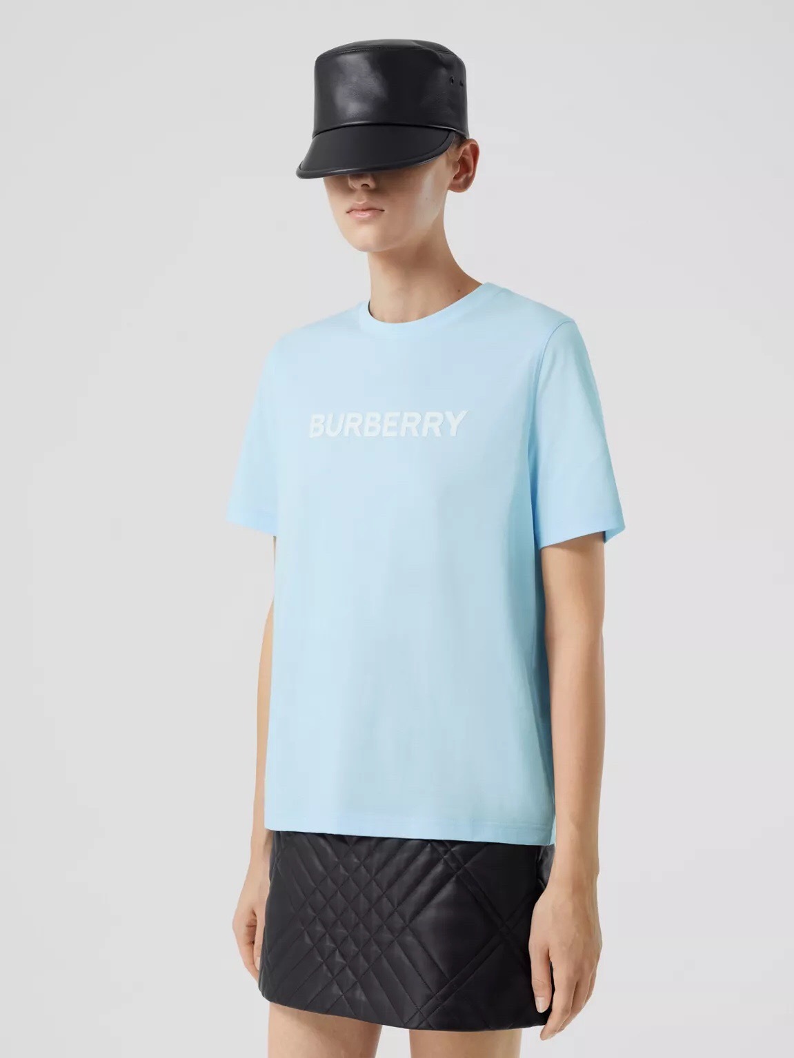 P219 Burberry Women's Puff-Lettering T-Shirt - Light Blue