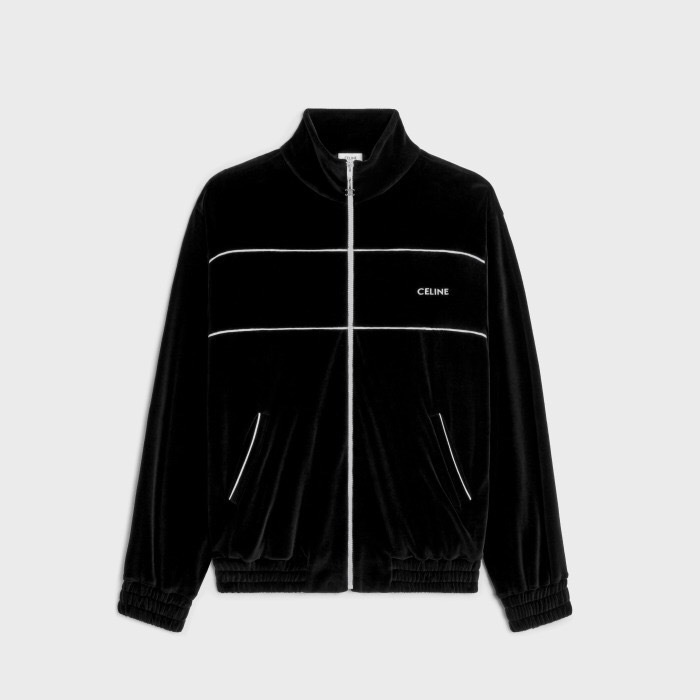 P499 CE Flocked-Letter Jacket - Black