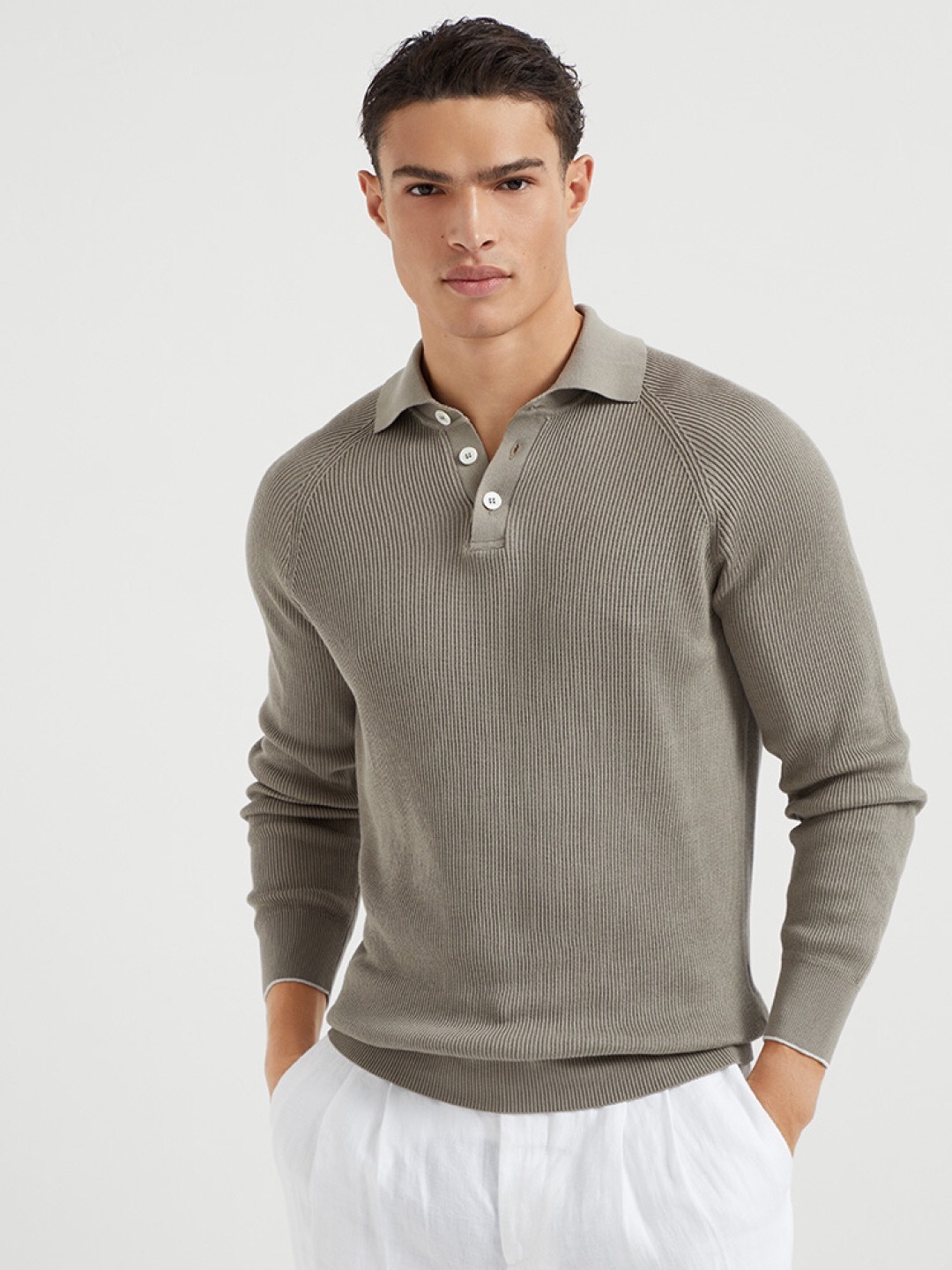 P359 Striped Knit Polo Shirt