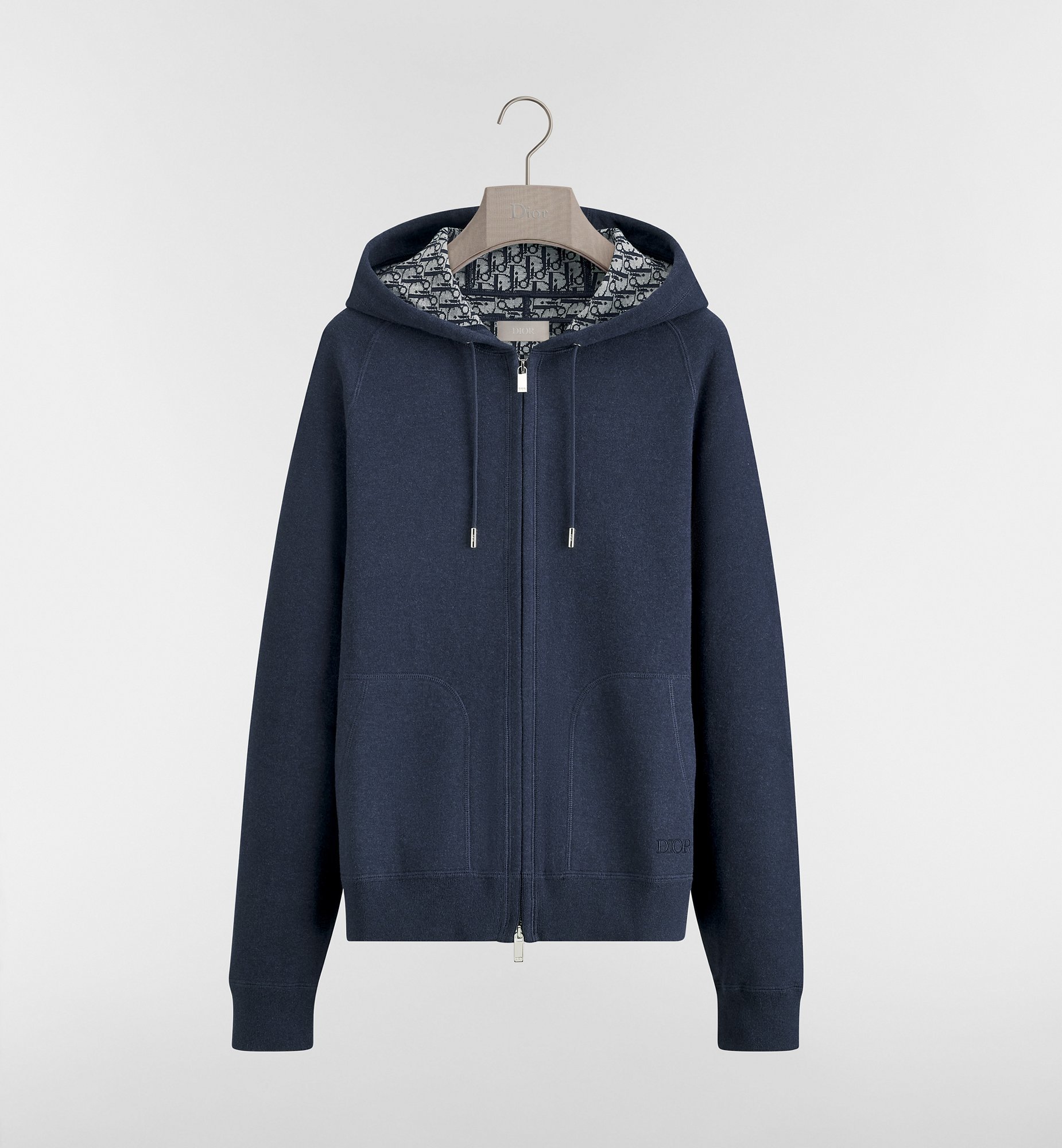 P459 DR Letter Jacquard Zip-Up Hoodie - Navy