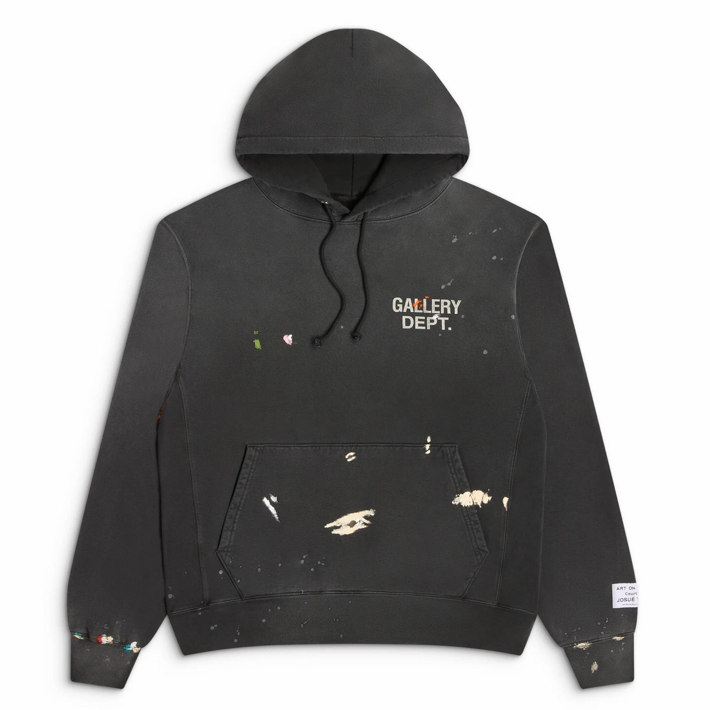 P359 Distressed Paint-Splatter Hoodie - Black