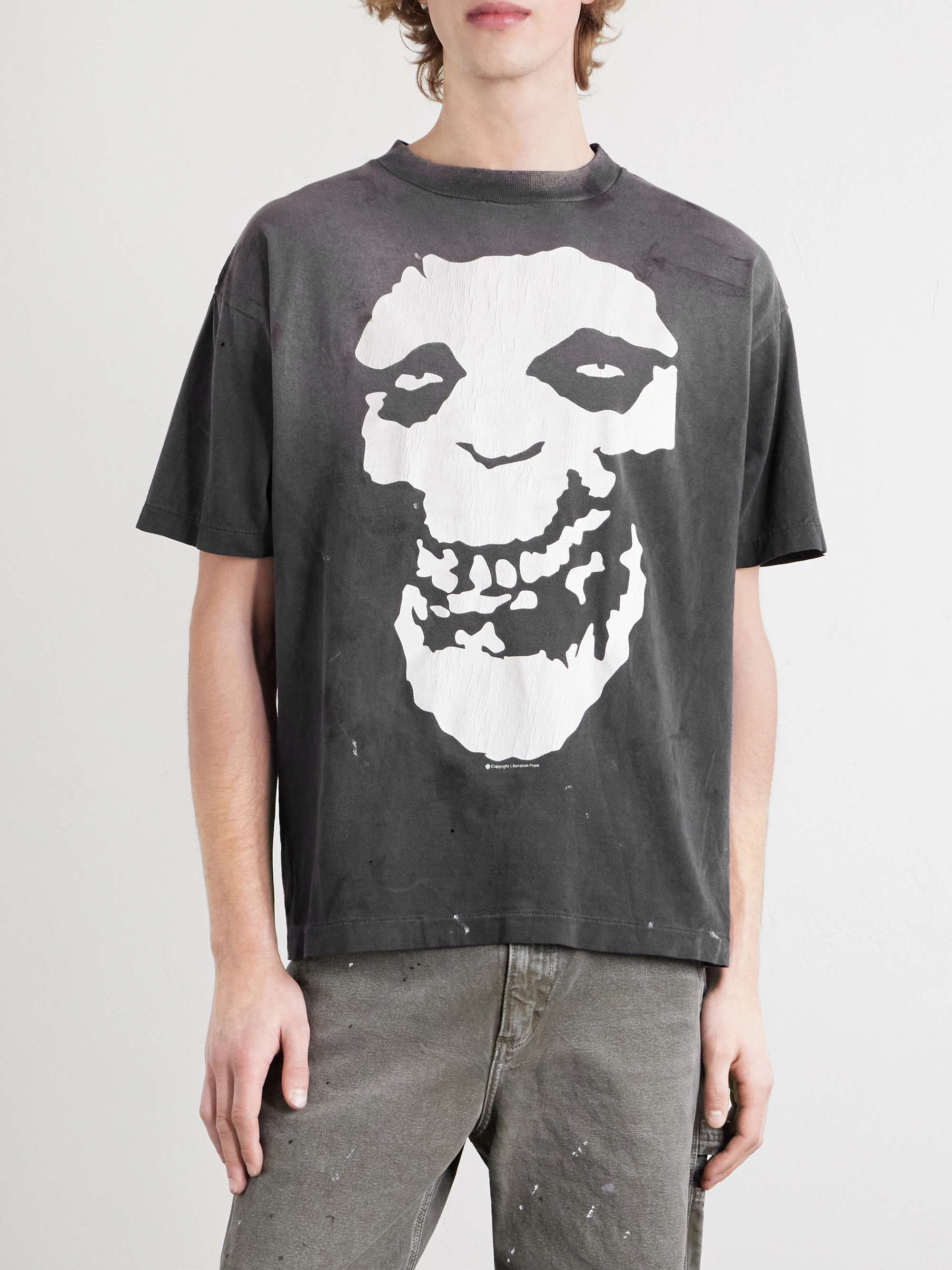 P199 Ape Head LOVE Slogan Washed T-Shirt