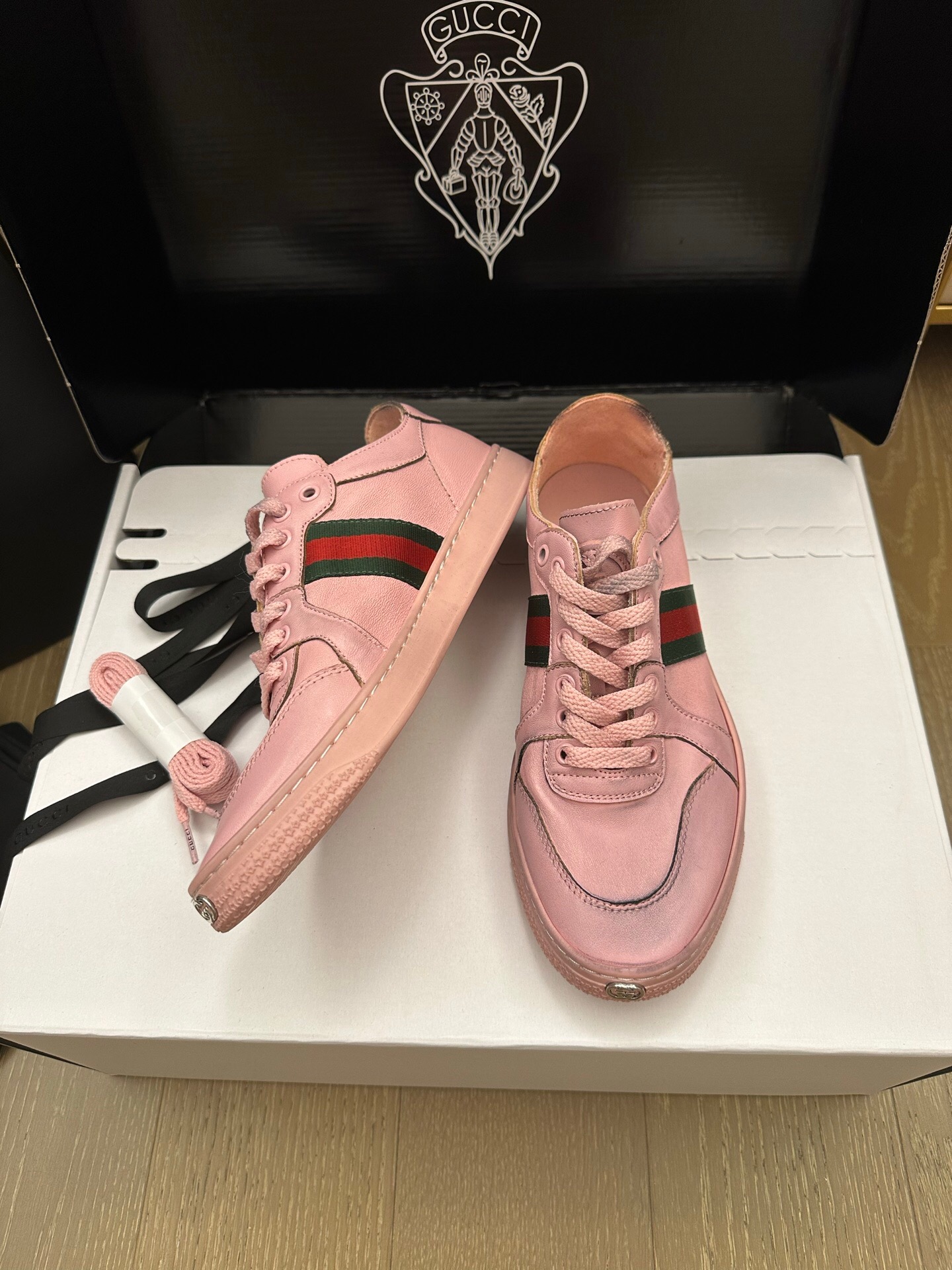 P599 Distressed Lambskin Sneakers
